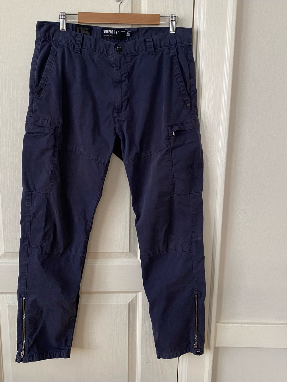 $70 Superdry Men's Navy Blue Surplus Goods Aviator Cargo Pants Streetwear34W 32L